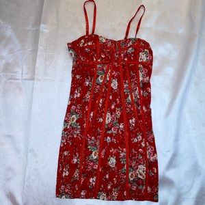 PRIPE Red floral fitting maxi dress Sz M